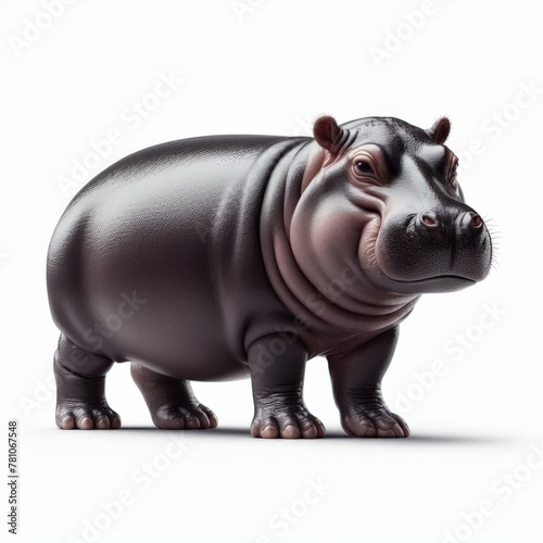 Image of isolated hippopotamus against pure white background  ideal for presentations 