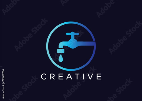 Creative and minimal colorful Water Tap logo vector template