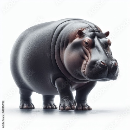 Image of isolated hippopotamus against pure white background  ideal for presentations 