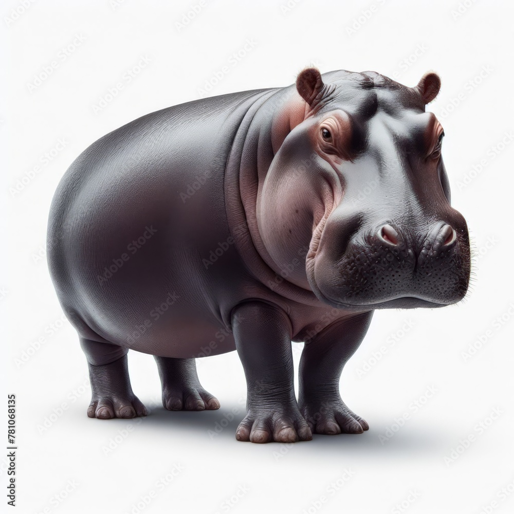 Image of isolated hippopotamus against pure white background, ideal for presentations
