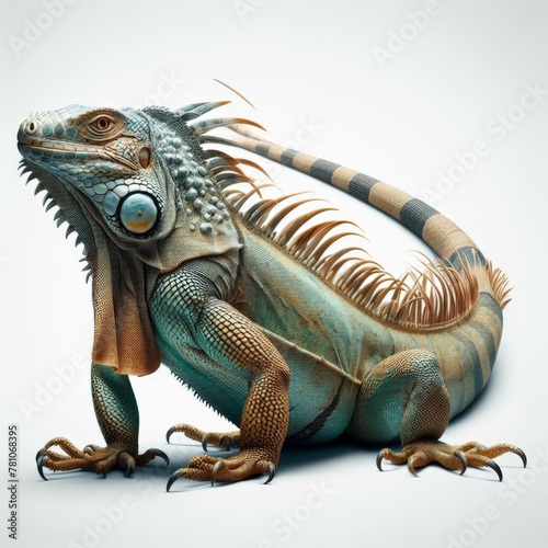 Image of isolated iguana against pure white background  ideal for presentations 