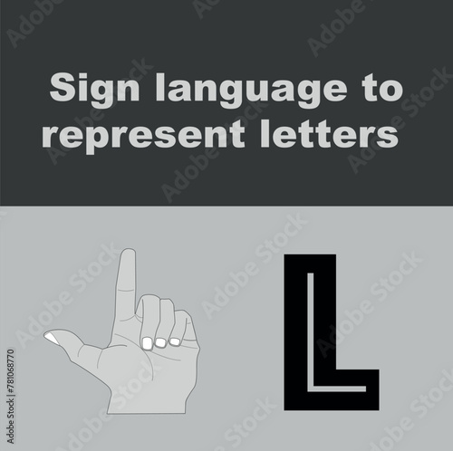 ASL Alphabet Letter L Hand Pose Isolated on White Background