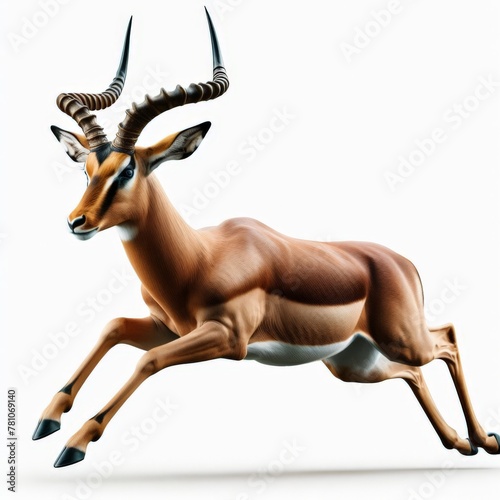 Image of isolated impala against pure white background, ideal for presentations 