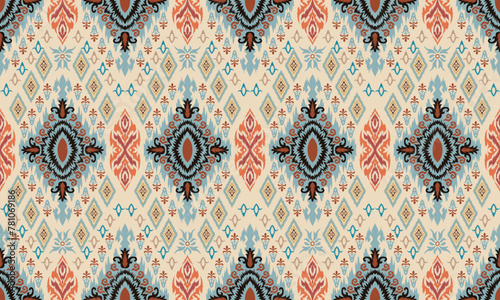 Hand draw Textile Designs Digital Motif Border Seamless Geometric ethnic style pattern Allover multi flowers ornament Manual composition.great for textiles, banners, wallpapers, wrapping vector.