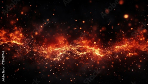 Detail of fire ember particles sparkle background, vibrant fire colors of spinning sparks photo