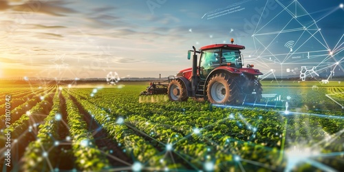 Farming in the Digital Age: Advanced Tractor Technology Enhances Precision and Efficiency on a Futuristic Smart Farm, Generative AI