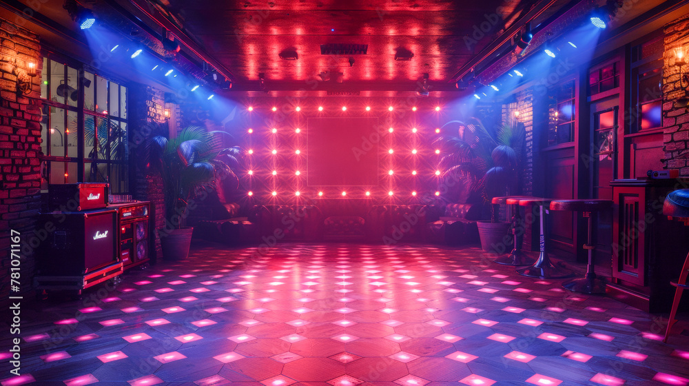 colorfully lit disco and party room
