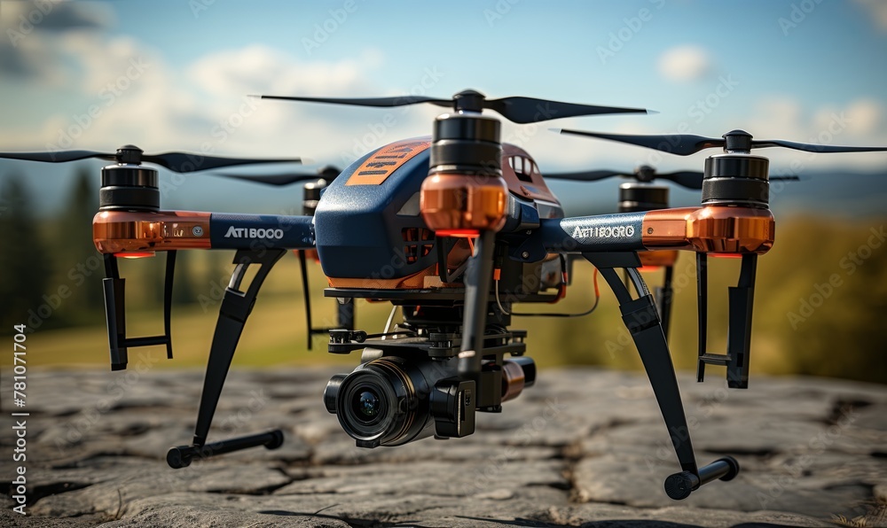 Orange and Blue Remote Controlled Flying Device Orange and Blue Remote Controlled Flying Device