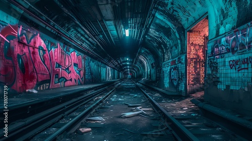 Graffiti Wonderland: Abandoned Subway Journey./n