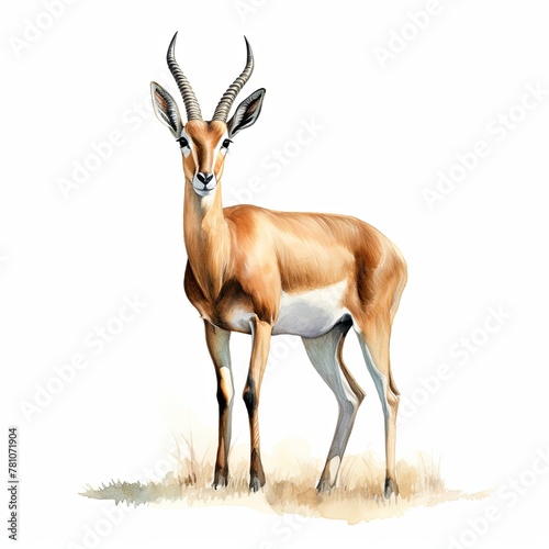 Antelope watercolor clipart illustration isolated on white background