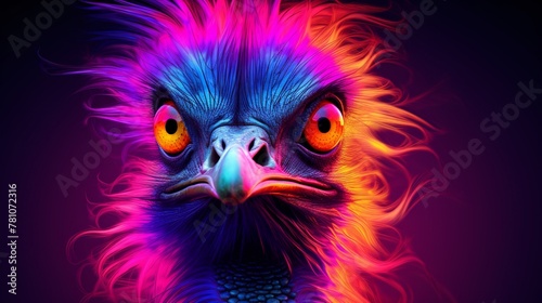 Abstract neon Emu bird painting image 