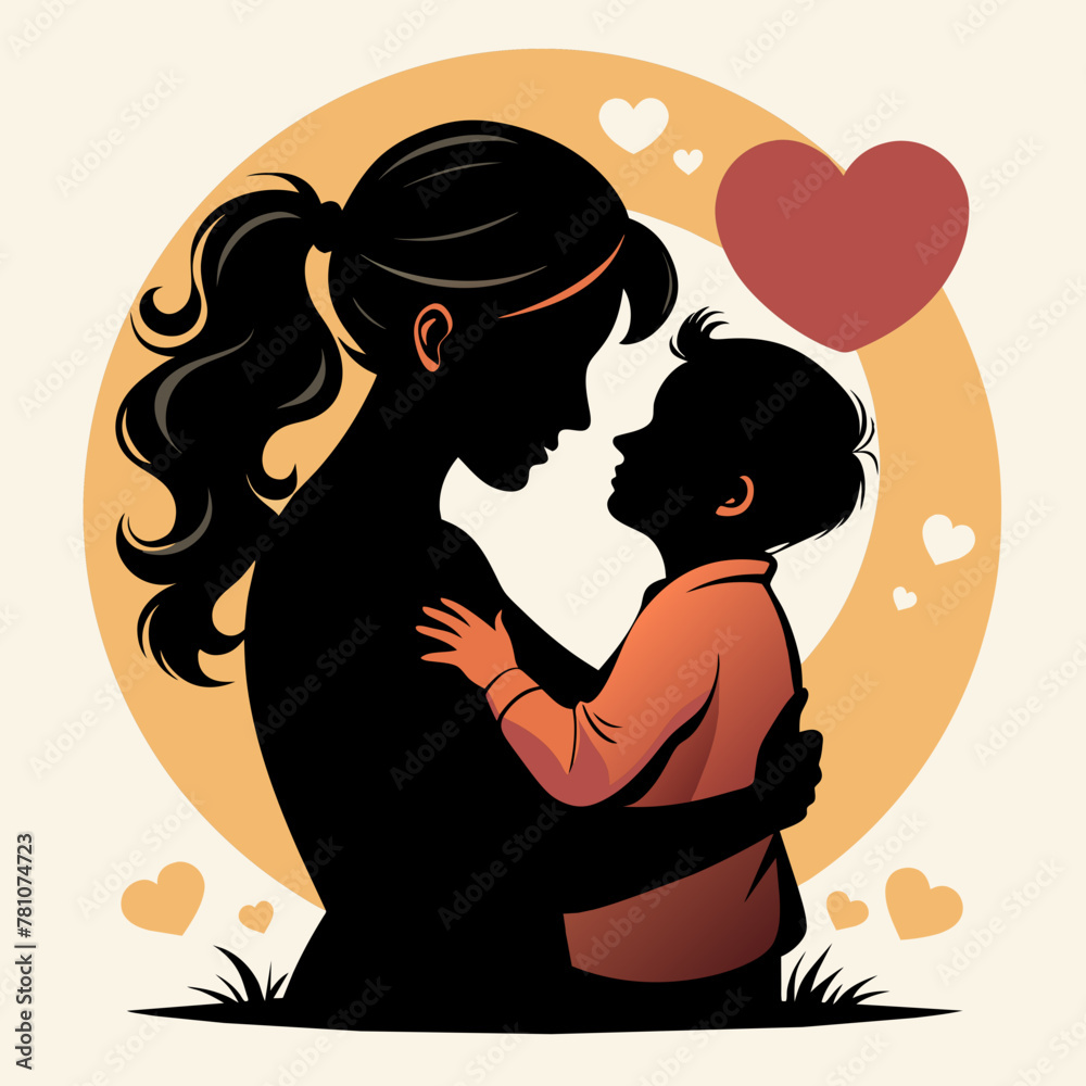 Embrace of Love A Mother and Child Silhouette Embrace of Love A Mother and Child Silhouette