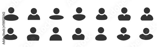 Set of different user solid icon. Avatar icon Isolated over transparent