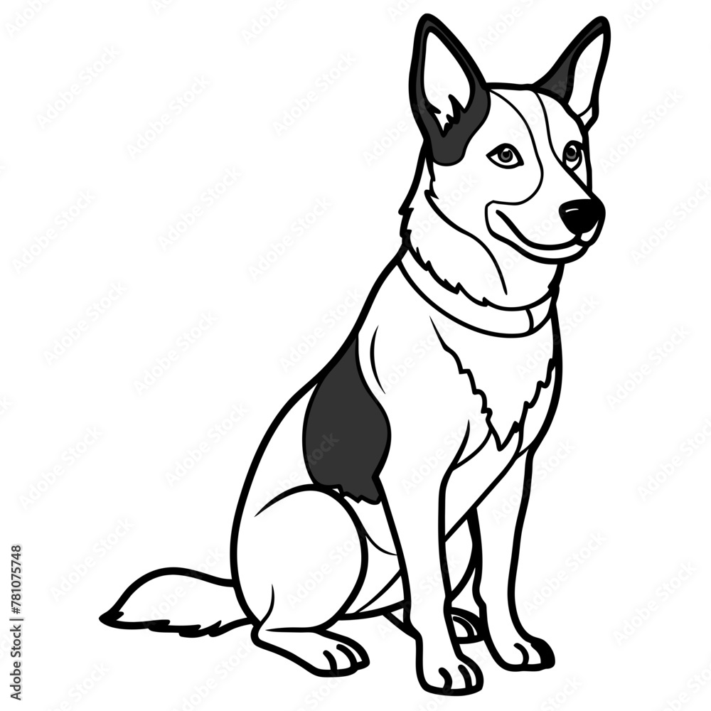 Australian Cattle Dog Silhouette Captivating Sit-Down Pose