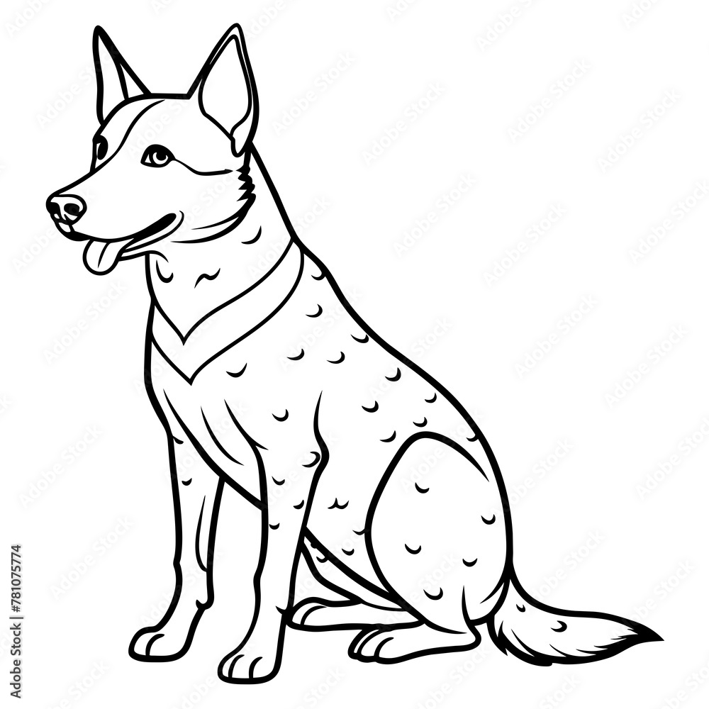 Australian Cattle Dog Silhouette Captivating Sit-Down Pose
