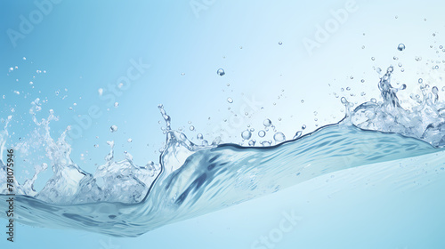 Water drop splash scene on solid color background