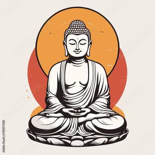 Retro Meditation Buddha Artwork