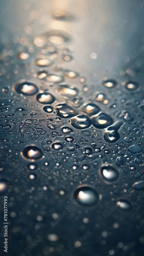 water drops on a surface, close up shot 