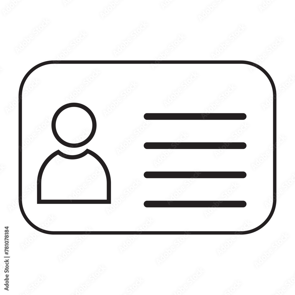 Identification card outline icon isolated on background. Identification card , Identification card logo,. Editable stroke. Vector illustration. Eps 10 Identification card Identification card outline icon isolated on background. Identification card , Identification card logo,. Editable stroke. Vector illustration. Eps 10 Identification card