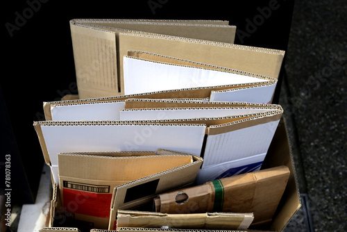 Waste cardboard boxes for recycling