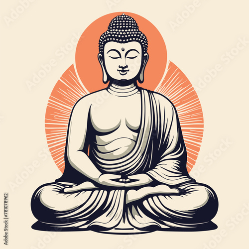 Vector illustration of a serene Meditation Buddha