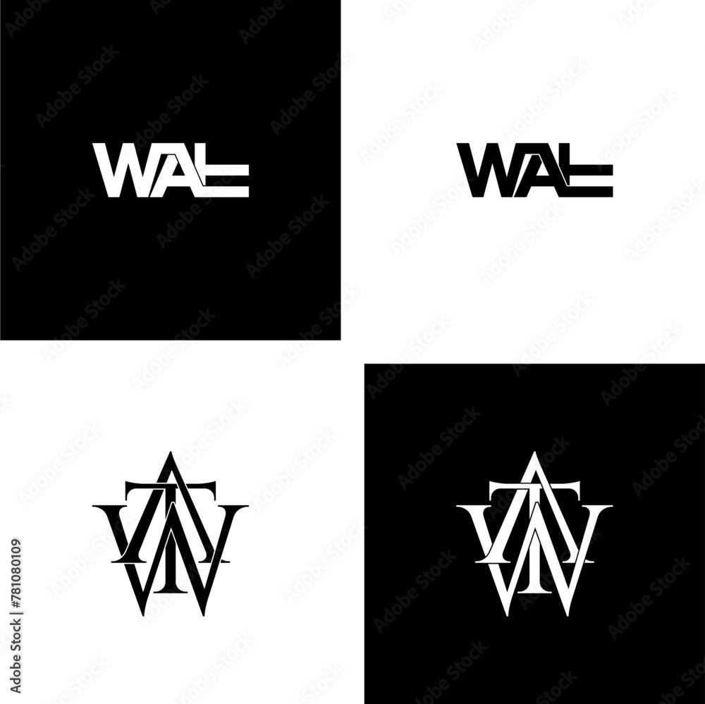 wat lettering initial monogram logo design set wat lettering initial monogram logo design set