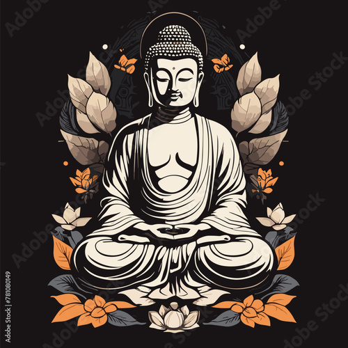 Serene Meditation Buddha in a vector illustration