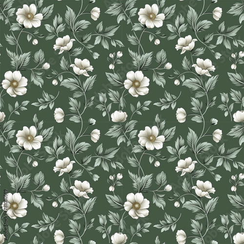 Floral green color, form natural, seamless fabric pattern.