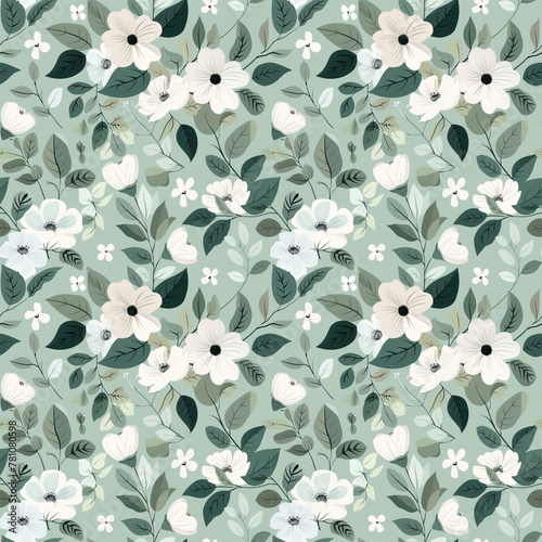 Floral green color, form natural, seamless fabric pattern.