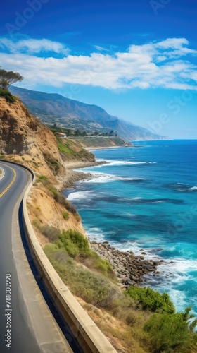 A scenic road with a beautiful ocean view