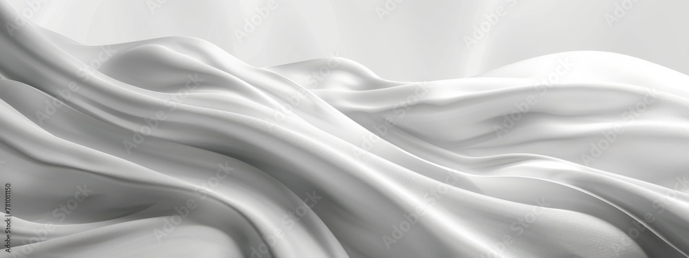 Fototapeta premium Abstract white background with smooth waves and folds