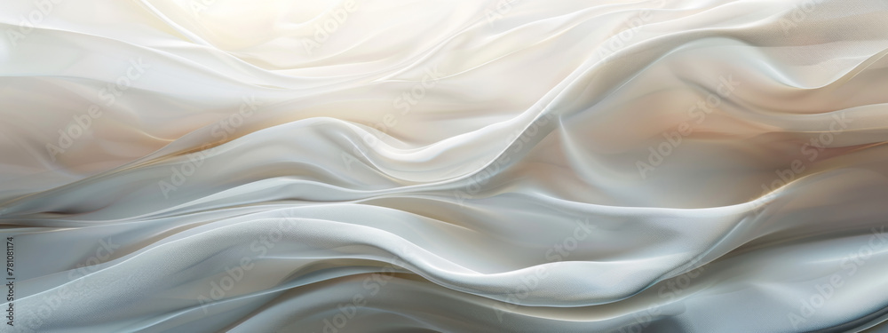 Fototapeta premium Abstract white background with smooth waves and folds
