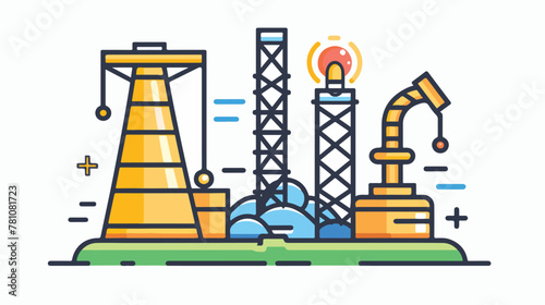 Shale gas oil industry color icon vector photo
