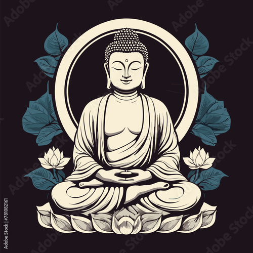 Buddha Moonlit Meditation Peaceful Night Scene