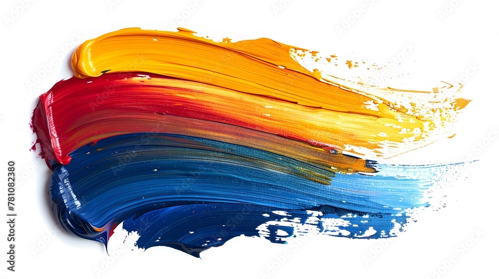 Hand painted stroke of multi-colors paint brush isolated on white background Hand painted stroke of multi-colors paint brush isolated on white background