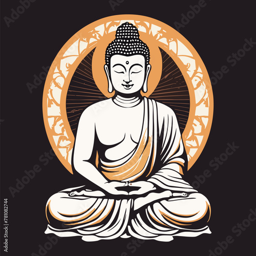 Tranquil Buddha Meditation Isolated on Black Vector
