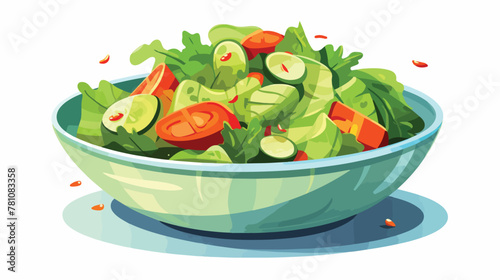 Fresh vegetable salad in gray ceramic bowl. Fresh a