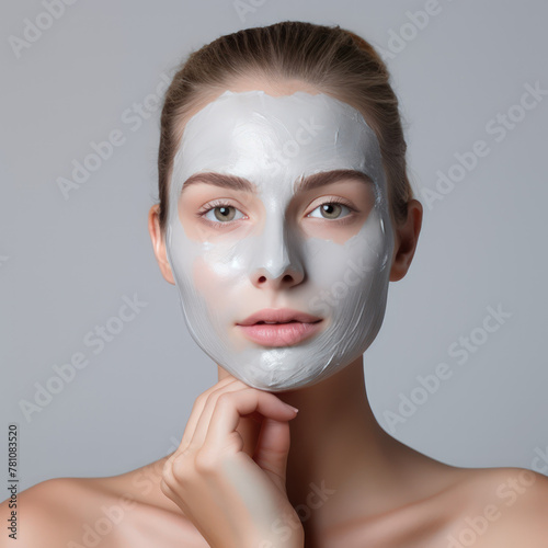 Young woman with white face mask skin healthy and treatment therapy