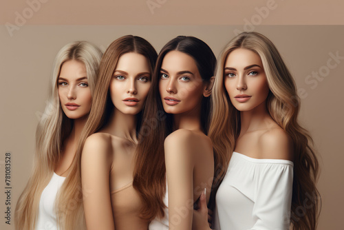 Beautiful Women Models on a Pastel Background
