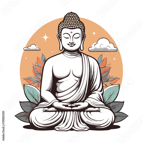 Zen Buddha Meditating Isolated on White Background