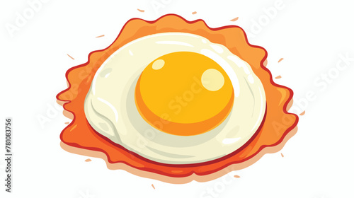 Fried egg icon 2d flat cartoon vactor illustration