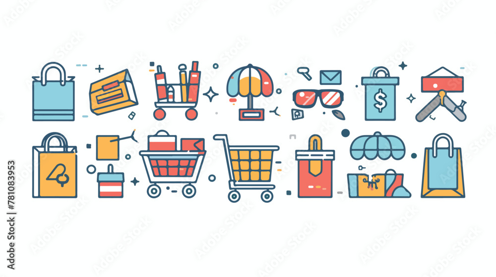 Shopping Sales Related Vector Line Icon flat vector isolated