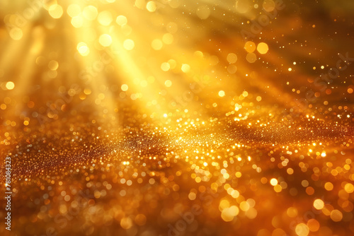 Fusion of golden glitter and light rays