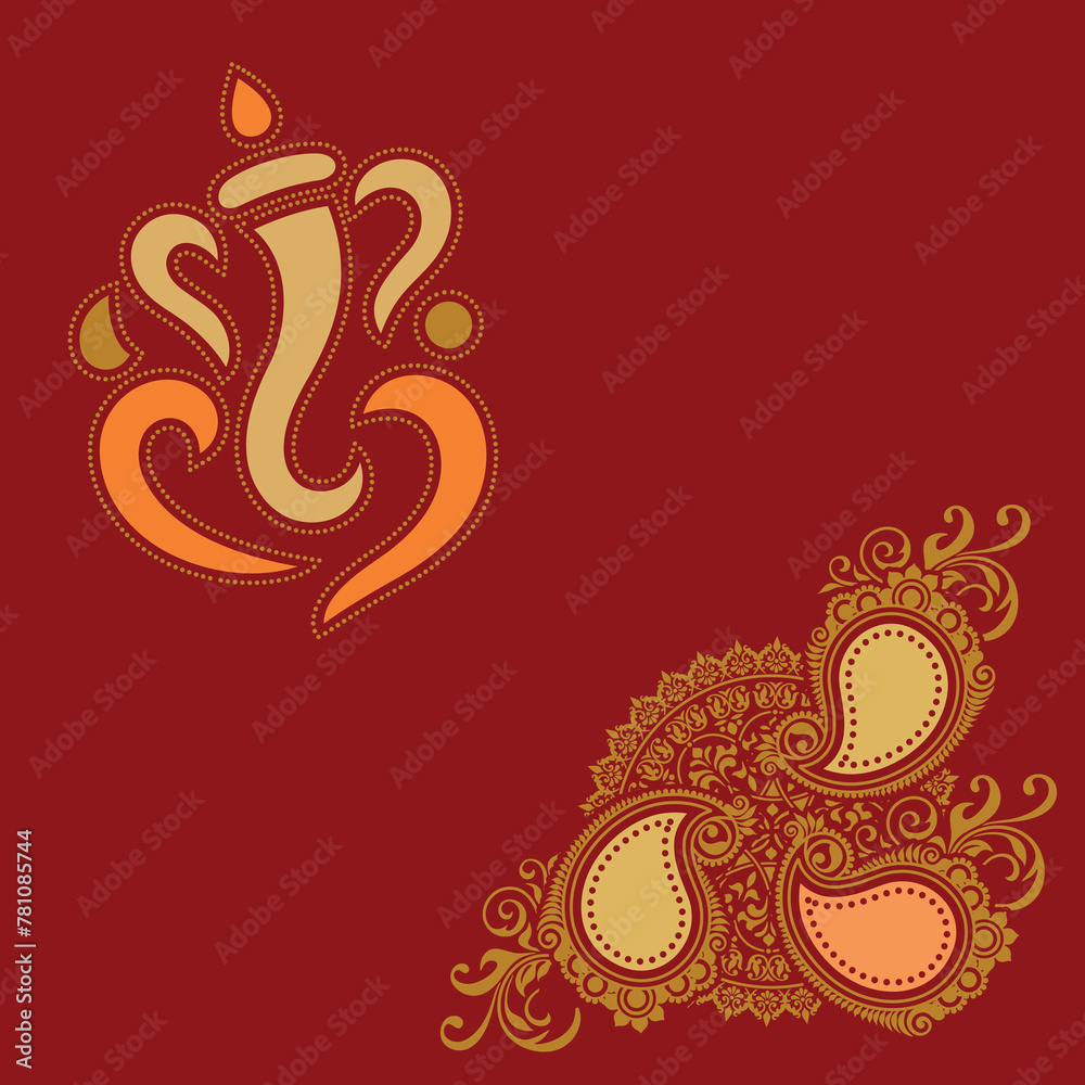 Indian wedding invitation card design. Vector illustration