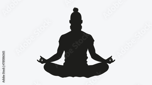 Silhouette yoga meditation man with beard. Yoga pose