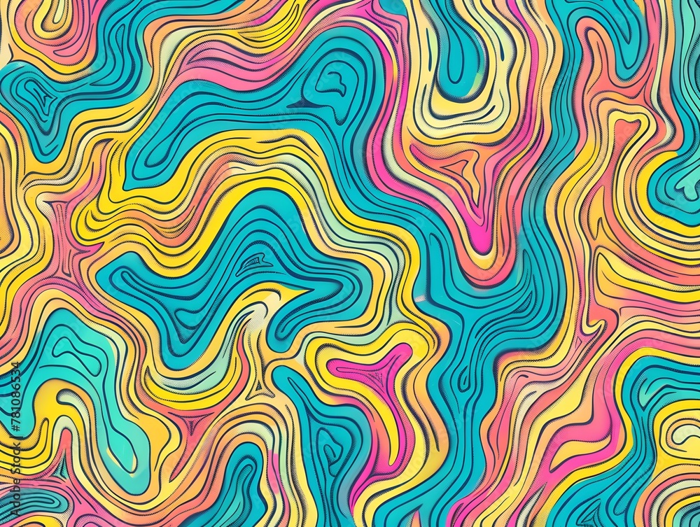 Fun line doodle seamless pattern. Creative abstract squiggle style drawing background