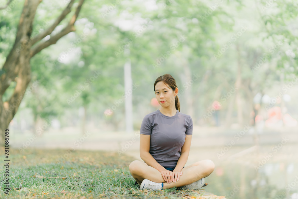 Beautiful Sport woman in sportswear running in the park. Healthy lifestyle and sport concept.