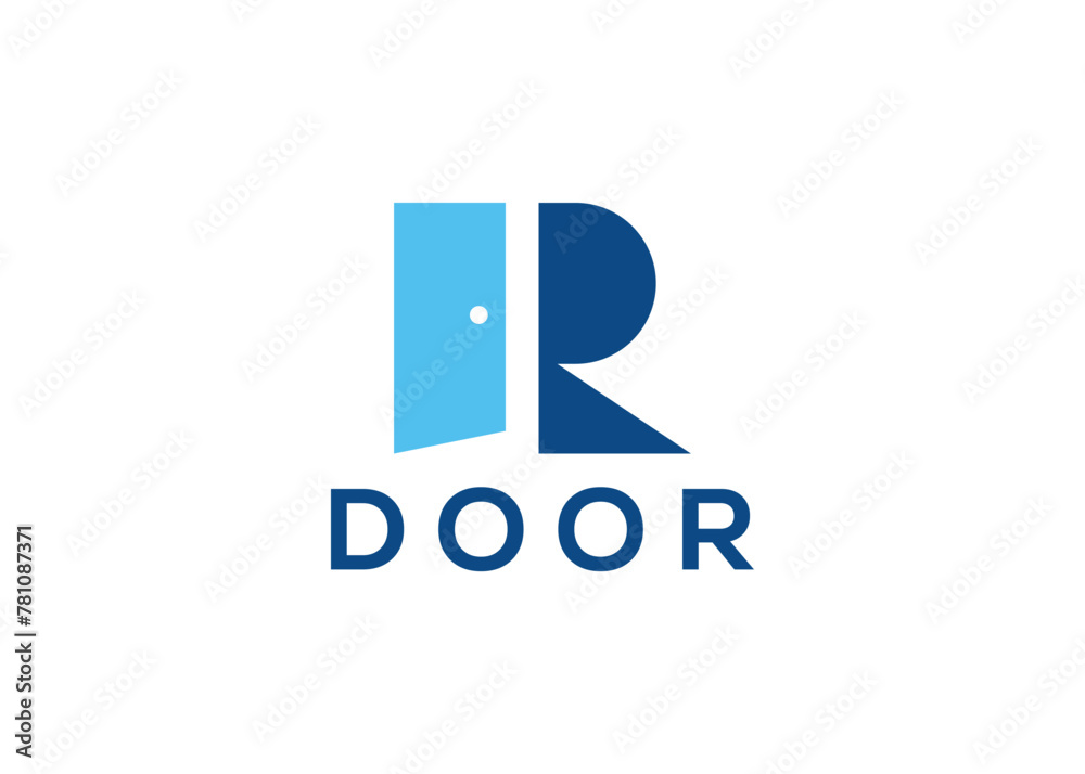 Creative and minimal letter R door logo vector template