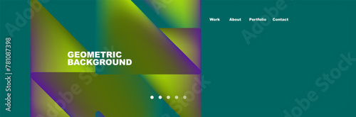 Colorful fluid gradient triangles and squares web site template. Vector Illustration For Wallpaper, Banner, Background, Card, Book Illustration, landing page