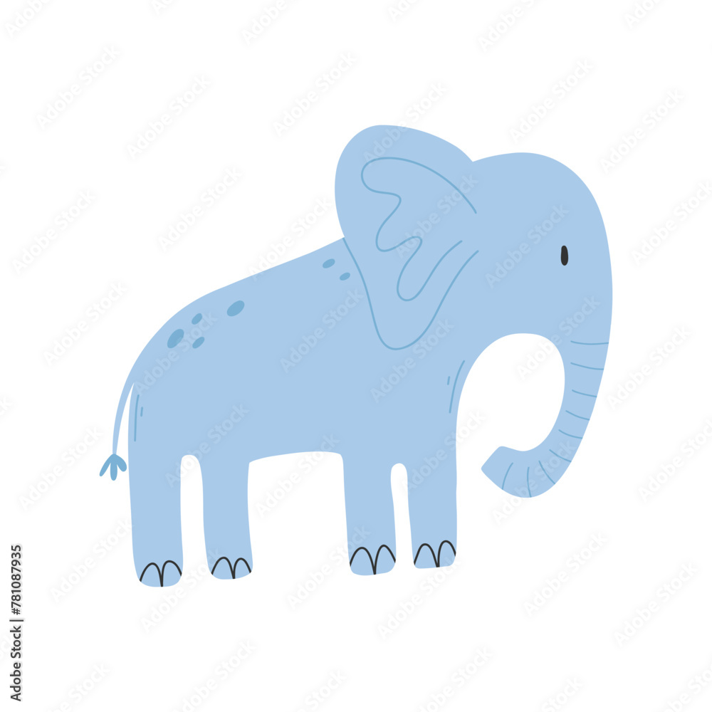 Fototapeta premium Cute elephant isolated on white background. Elephant vector illustration. Hand drawn flat style.